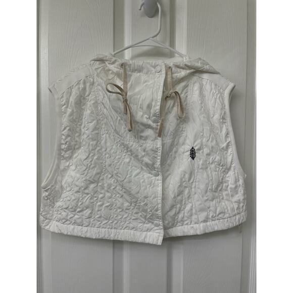 Free People Drift Away Micro Vest white sleeveless puff hoodie crop medium - Picture 10 of 13